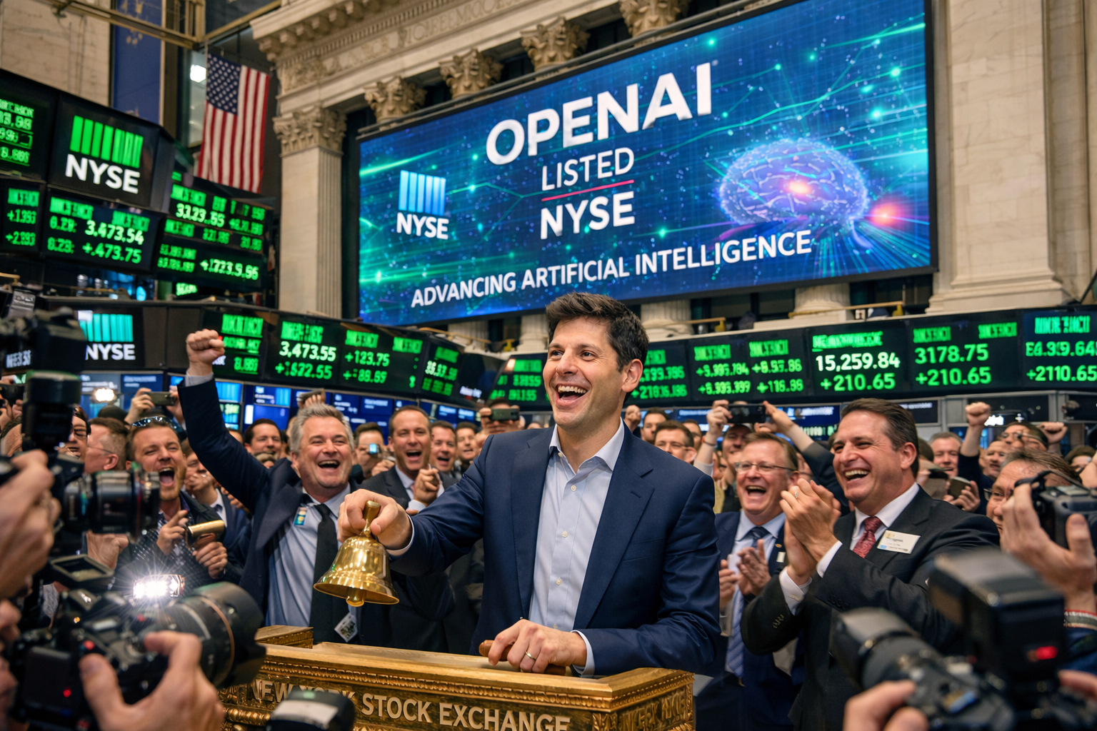 Sam Altman sueña con ser el primero en tocar la campana en WallStreet (Imagen ChatGPT)