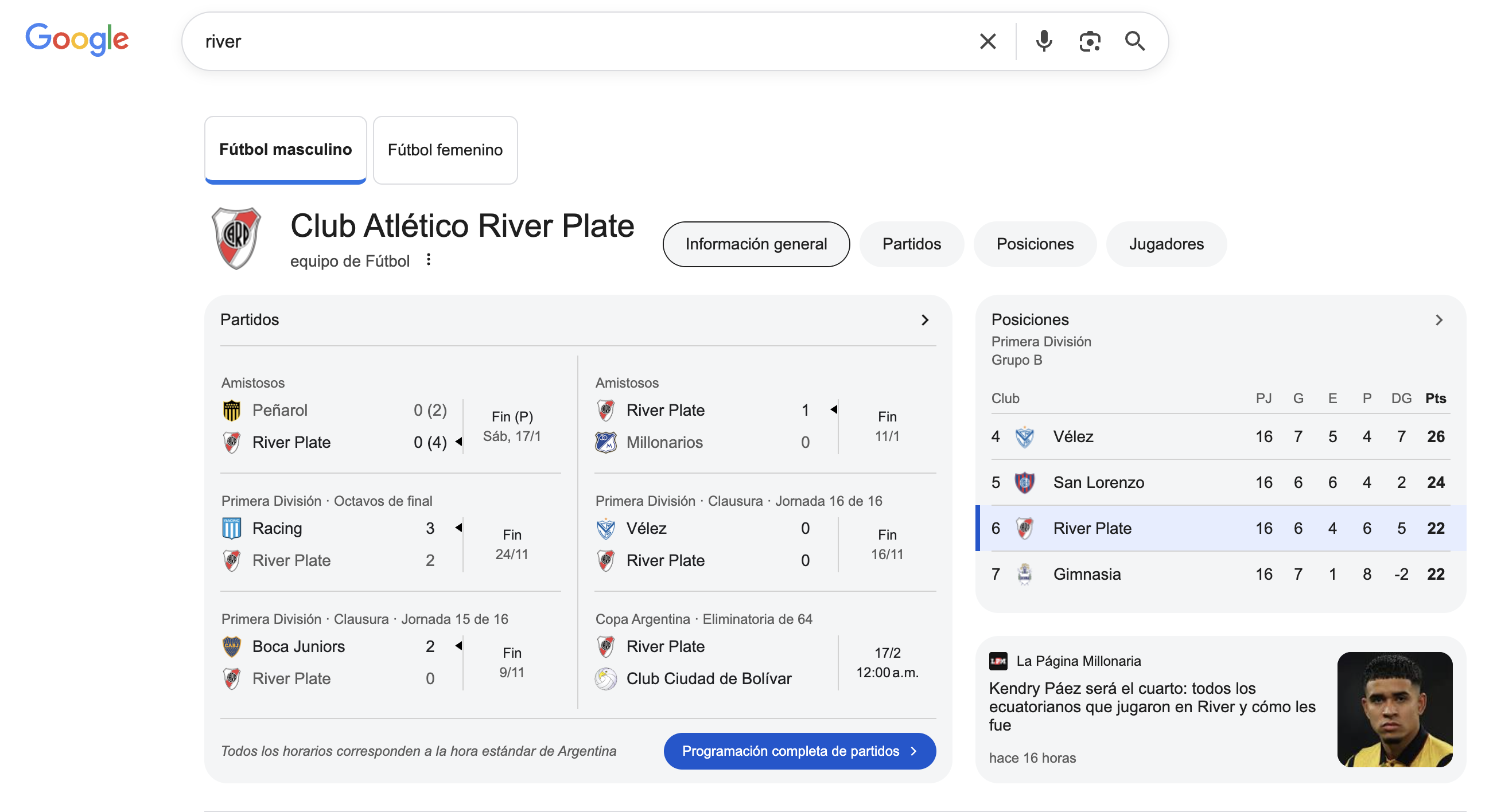 Ya no se podrán ver mas los resultados en vivo ni estadísticas