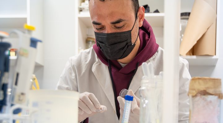 Emanuel Peralta, primer autor del trabajo, trabajando en el Laboratorio de Estudios Neurobiológicos del IHEM.
