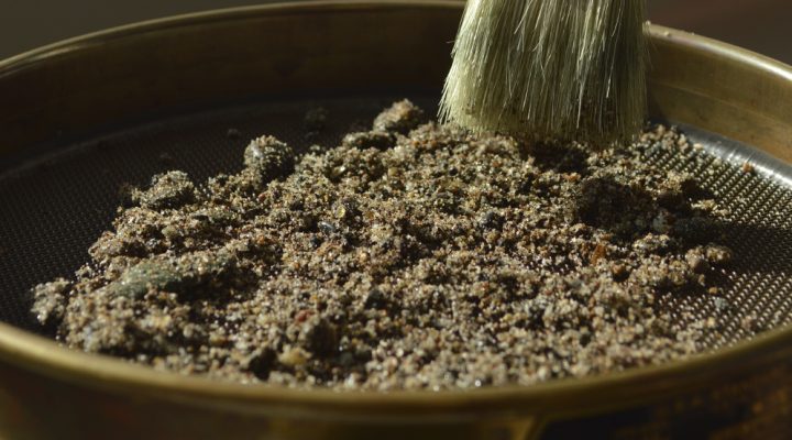 Muestra de sedimentos para su análisis en el CIG. Foto: CONICET Fotografía/R. Baridón.